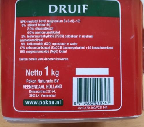 Pokon meststof korrels, voor druiven. 950 gram.