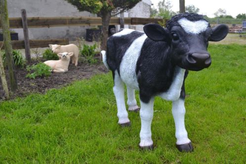 Polyester Tuinbeelden koe paard kalf schaap geit levensgroot