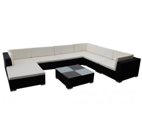 Polyrattan Loungeset Lupertazzi 8 delig zwart