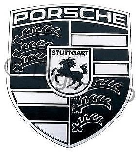 Porsche logo  embleem, silver  zwart.
