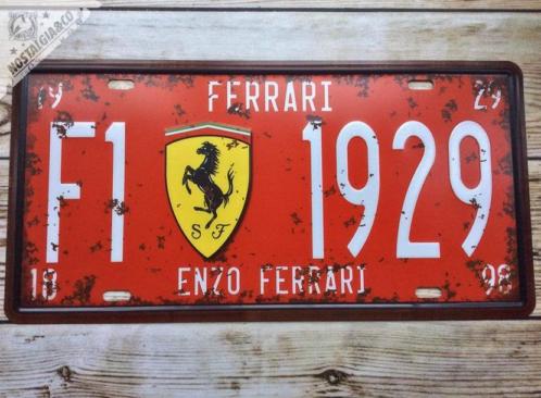 Prachtig Enzo Ferrari Nummerplaat F1 1929 Mancave bord auto 