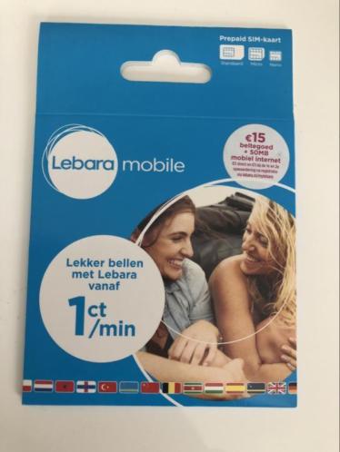 Prepaid SIM-KAART beltegoed 15 euro  50 MB INTERNET