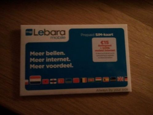 Prepaid SIM kaart Lebara 15 euro  50 mb internet
