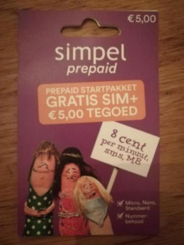 prepaid simkaart SIMPEL met beltegoed van  5