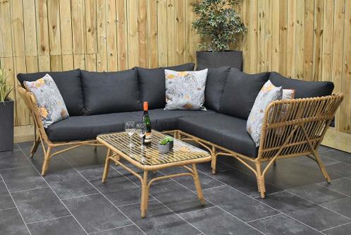 Preston Loungeset Hoekbank Lage Tafel Bamboo MAANDAANBIEDING