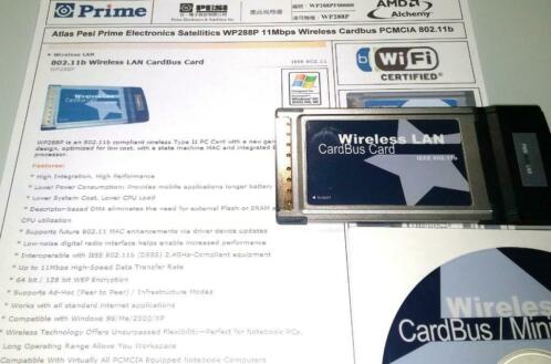 Prime Wireless-B WP288P Wi-Fi 11Mbps Cardbus Adapter PCMCIA