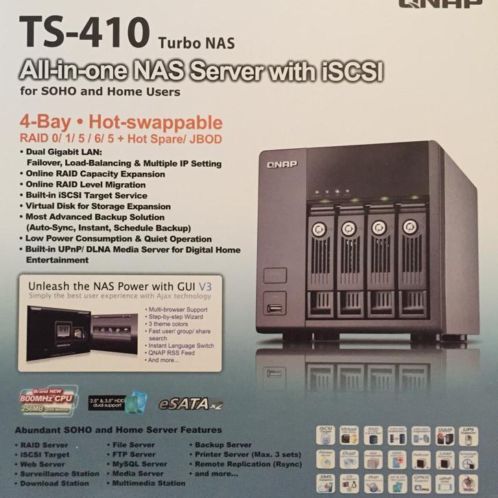 Qnap TS410 Turbo Nas Server inc. 2x2TB WD green caviar hdd