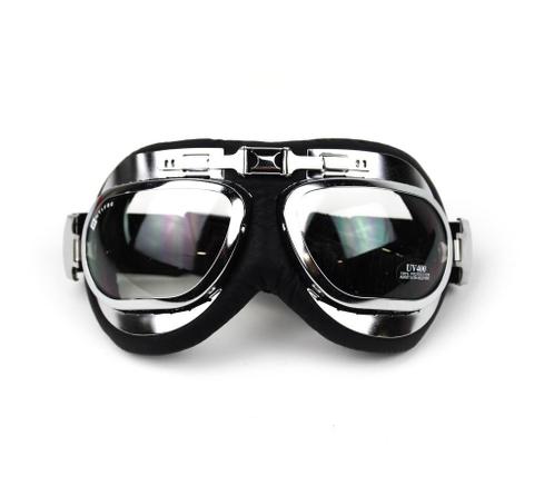 Racer chrome motorbril helder glas