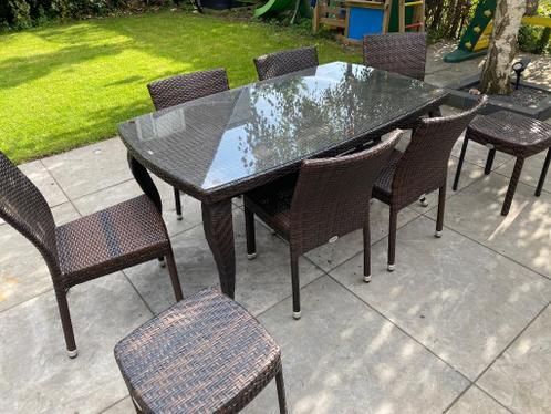 Rattan Garden Table with 6 chairs and 2 small tables