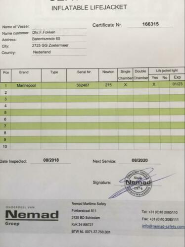 Reddingsvest Marinepool 275N