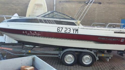 Renken 650 speedboot wit rood omc 130 pk met trailer