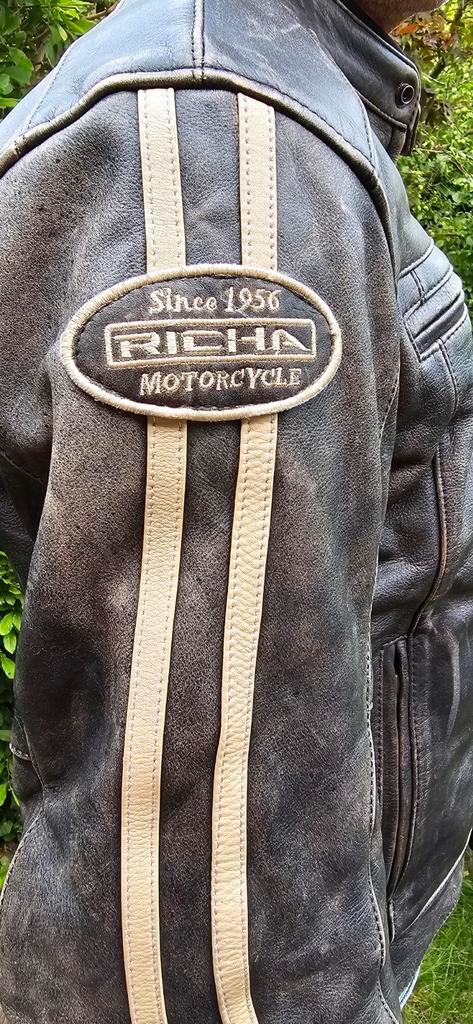 Retro leren motorjas richa racing 2 antique bruin mt 54