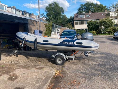 RIB Yam 430R, F25 4T Yamaha en trailer vaarklaar nette set