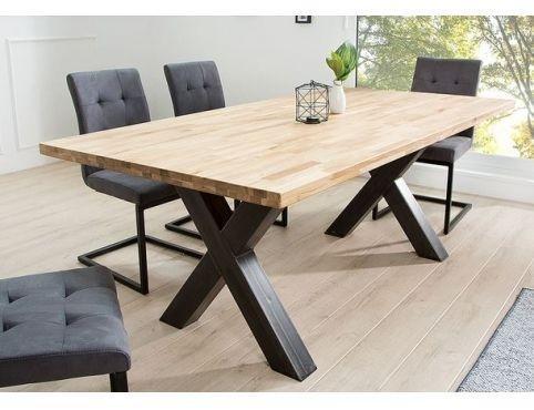 Robuuste industrile eiken houten tafel 24010077 Compleet