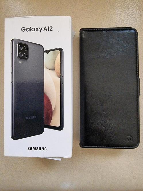 Rookvrije zgan Samsung Galaxy A12 dualsim, zwart leer hoesje