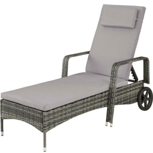 Rotan Ligstoel lounge stoel ligbank tuinmeubel grijs 403225