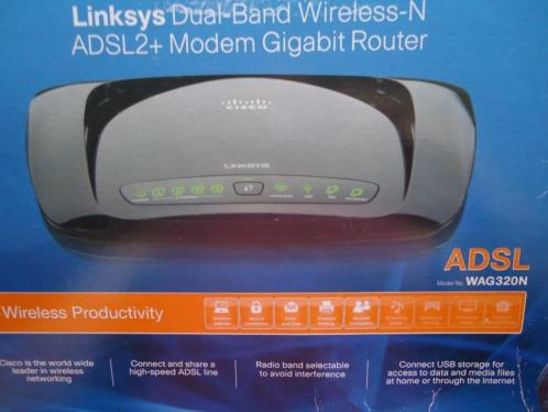 Router - modem, linksys (cisco) adsl, dual band, als nieuw 