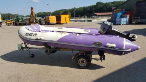 Rubberboot met motor 25 pk en trailer