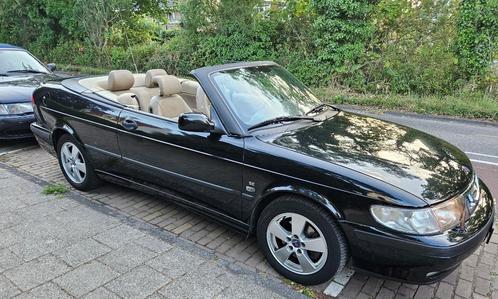 Saab 9-3 cabrio zwart, APK aprx2724, Airco, Leer, parkeersenso