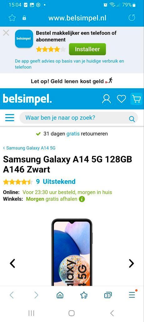 Samsung A14. Zwart  onbeschadigd.
