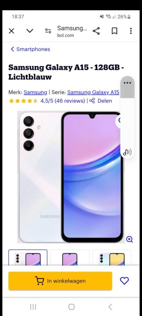 Samsung A15 nieuw in doos met oplader