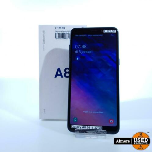 Samsung Galaxy A8 2018 32GB Black in doos  Nette staat