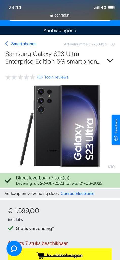 Samsung Galaxy  S23 Ultra 256GB zwart