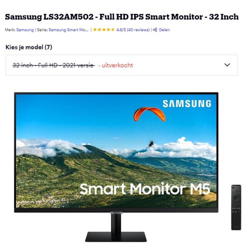 Samsung LS32AM502 - Full HD IPS Smart Monitor - 32 Inch