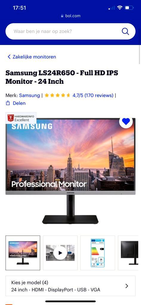 Samsung monitor 24 met breuk