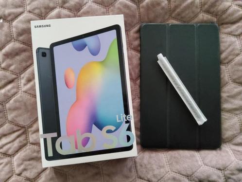 Samsung tab S 6 lite met S pen, laadsnoer en bookcover