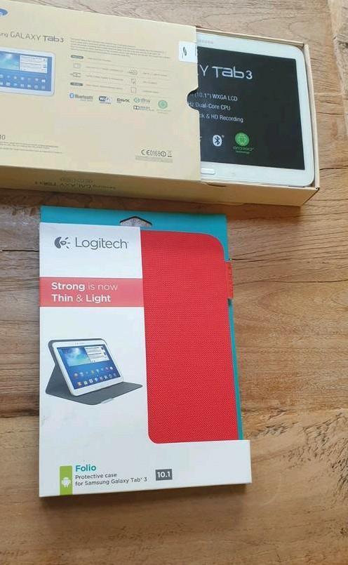 Samsung tablet tab3 zgan met nieuwe Logitech case