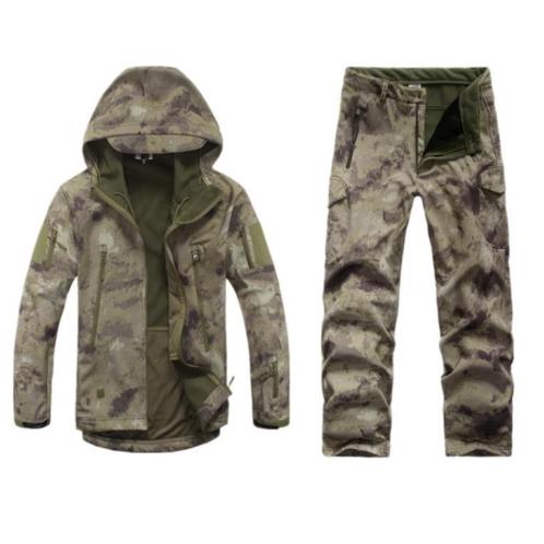 Set jas amp broek softshell camouflage licht