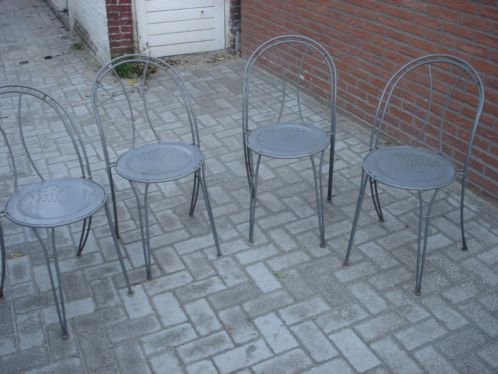 Set van 4 stuks Vintage metalen tuin -  terrasstoelen 