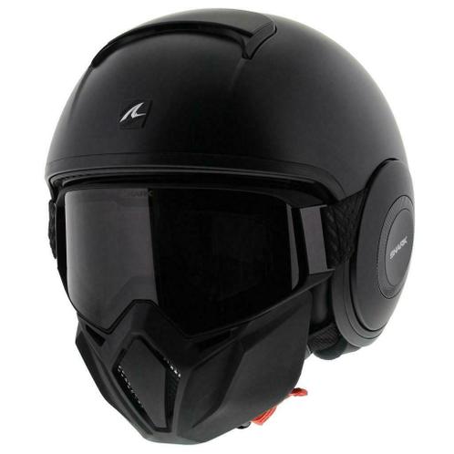 Shark Street Drak Raw mat zwart helm motorhelm masker bril