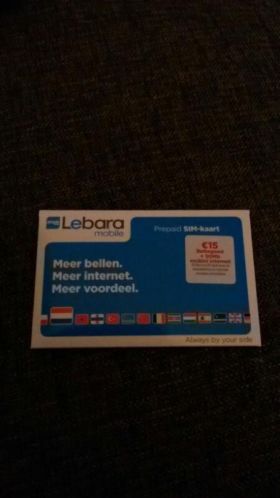 Simkaart lebara nieuw met 15 Euro beltegoed en 50mb Internet