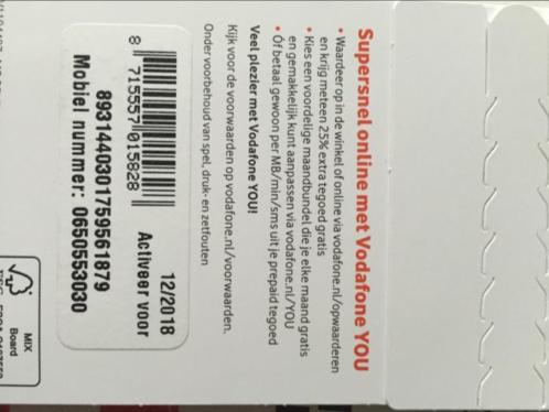 simkaart niet gebruikt mooie nummers prepaid