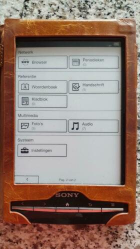 Sony PRS-T1 e-Reader met mp3 speler, Lederen Cover 16Gb