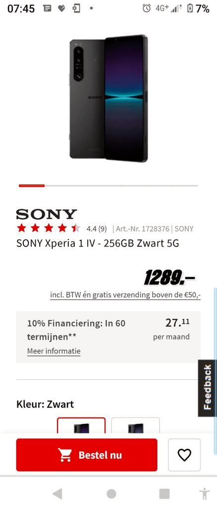 Sony Xperia 1 iv te koop aangeboden