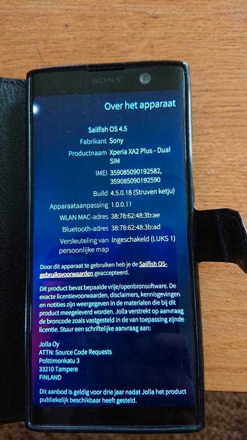 Sony Xperia XA2 Plus Sailfish OS, 6GB ram, 64GB opslag Zwart