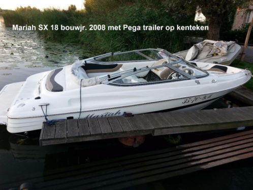 Speedboot Mariah SX18 bjr. 2008 met Pega-trailer op kenteken