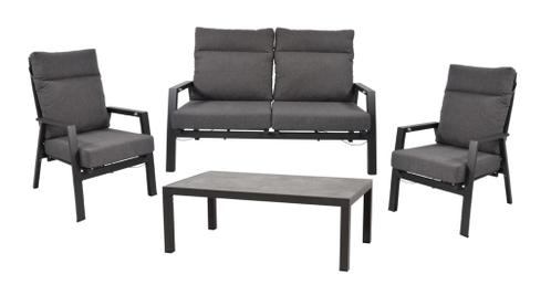 Stoel-Bank Loungeset  Ohio  Antraciet - Aluminium  Lesli