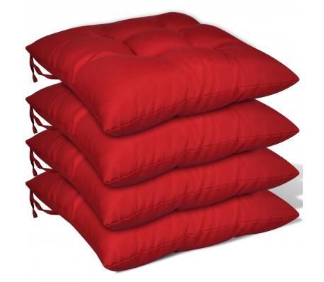 Stoelkussens rood set van 4