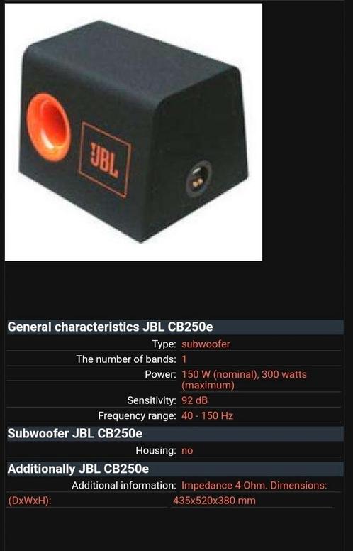 Subwoofer JBL CB250e plus Amplifier