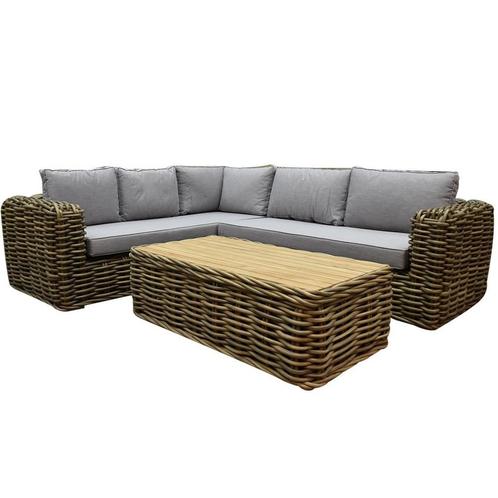 Sumatra XL hoek loungeset 3-delig naturel rotan