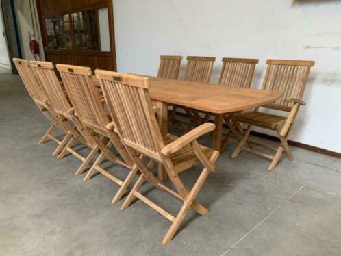 Superaanbieding 8 teakstoelen amp 1 teaktafel 240 cm x 90 cm