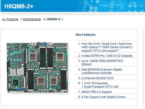 Supermicro H8QM8-2  Dual CPU Amd Opteron 8347 HE