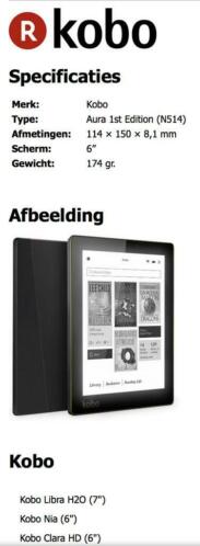 Te koop twee e readers merk kobo