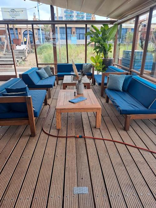 Teak houten loungeset ,lounge bank,tafel met openhaard