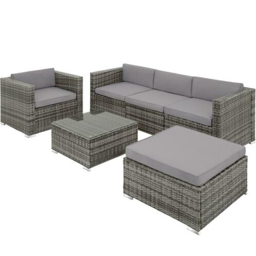 tectake - wicker tuinset loungeset Mailand grijs - 403220