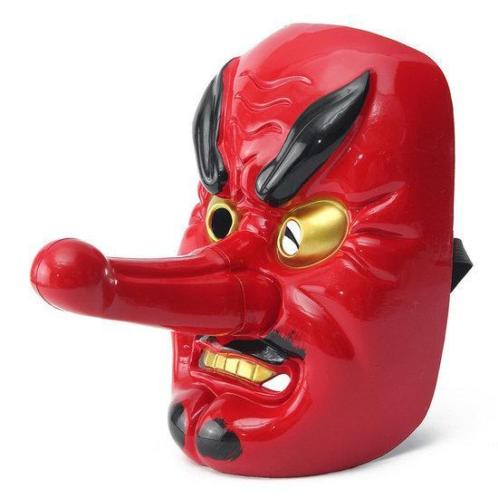 Tengu Mask Omen Noh Kabuki Samurai Demon Halloween Cospla...